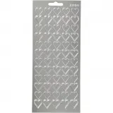 Sticker, Herzen, Blatt 10x23 cm, Silber, 1 Bl.
