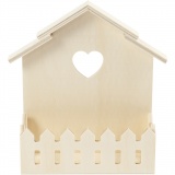Haus mit Zaun, H 16,5 cm, T 5,5 cm, B 13 cm, 1 Stk