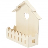 Haus mit Zaun, H 16,5 cm, T 5,5 cm, B 13 cm, 1 Stk