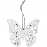 Holz-Anhänger, Schmetterling, Blume, Vogel, H 10 cm, B 10 cm, 90 Stk/ 1 Pck