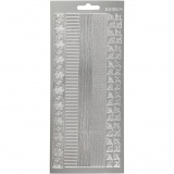 Sticker, Bordüren, Blatt 10x23 cm, Silber, 1 Bl.