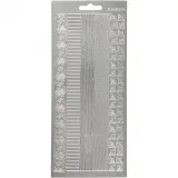 Sticker, Bordüren, Blatt 10x23 cm, Silber, 1 Bl.