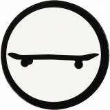 Stanzfigur aus Pappe, Skateboard, D 25 mm, Weiß/Schwarz, 20 Stk/ 1 Pck