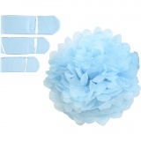 Seidenpapier-Pompons, D 20+24+30 cm, 16 g, Hellblau, 3 Stk/ 1 Pck