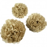 Seidenpapier-Pompons, D 20+24+30 cm, 16 g, Gold, 3 Stk/ 1 Pck