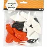 Luftballons, Rund, D 23-26 cm, Schwarz, Orange, Weiß, 10 Stk/ 1 Pck