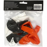 Luftballons, Rund, D 23-26 cm, Schwarz, Orange, Weiß, 10 Stk/ 1 Pck