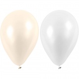 Ballons, Rund, D 23 cm, Weiß, Perlmutt, 10 Stk/ 1 Pck