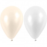 Ballons, Rund, D 23 cm, Weiß, Perlmutt, 10 Stk/ 1 Pck