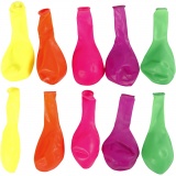 Ballons, rund, D 23 cm, Neonfarben, 10 Stk/ 1 Pck