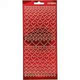 Sticker, Herzen, Blatt 10x23 cm, Transparent Rot, 1 Bl.