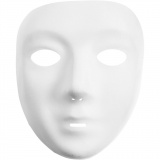 Vollmaske Gesicht, H 17,5 cm, B 14 cm, Weiß, 12 Stk/ 1 Pck