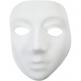 Vollmaske Gesicht, H 17,5 cm, B 14 cm, Weiß, 12 Stk/ 1 Pck
