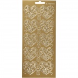 Sticker, Herzen, Blatt 10x23 cm, Gold, 1 Bl.