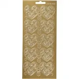 Sticker, Herzen, Blatt 10x23 cm, Gold, 1 Bl.