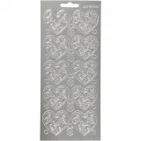 Sticker, Herzen, Blatt 10x23 cm, Silber, 1 Bl.