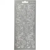 Sticker, Deko-Blätter, Blatt 10x23 cm, Silber, 1 Bl.
