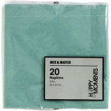 Servietten, weißer Rückseite, Größe 33x33 cm, Helltürkis, 20 Stk/ 1 Pck