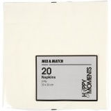 Servietten, weißer Rückseite, Größe 33x33 cm, Naturweiß, 20 Stk/ 1 Pck