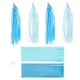 Papier-Quasten, Größe 12x35 cm, 14 g, Blau, Hellblau, 12 Stk/ 1 Pck