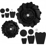 Papierblumen, D 15+25 cm, 230 g, Schwarz, 2 Stk/ 1 Pck