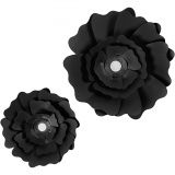 Papierblumen, D 15+25 cm, 230 g, Schwarz, 2 Stk/ 1 Pck