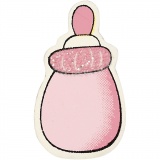 Milchflasche, Größe 22x37 mm, Dicke 1,7 mm, Glitter, Rosa, 10 Stk/ 1 Pck
