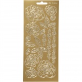 Sticker, Rosen, Blatt 10x23 cm, Gold, 1 Bl.
