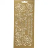 Sticker, Rosen, Blatt 10x23 cm, Gold, 1 Bl.