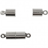 Magnetverschluss, L 15 mm, D 5 mm, Versilbert, 10 Stk/ 1 Pck
