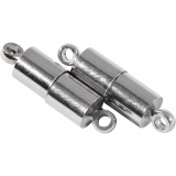 Magnetverschluss, L 15 mm, D 5 mm, Versilbert, 10 Stk/ 1 Pck