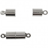 Magnetverschluss, L 17 mm, D 5 mm, Versilbert, 2 Stk/ 1 Pck