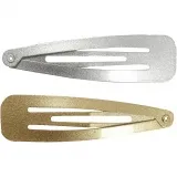 Haarspange, L 66 mm, B 17 mm, Gold, Silber, 4 Stk/ 1 Pck
