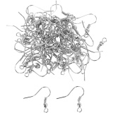 Ohrring-Haken, L 18 mm, Versilbert, 100 Stk/ 1 Pck