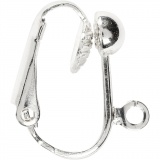 Clip-on-Ohrring, L 16,5 mm, B 1,5 mm, Lochgröße 1,6 mm, Versilbert, 40 Stk/ 1 Pck