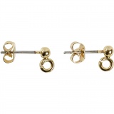 Ohrstecker-Stift, L 13 mm, D 3,8 mm, Lochgröße 0,8 mm, Vergoldet, 10 Stk/ 1 Pck