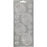 Sticker, Blumen, 10x23 cm, Silber, 1 Bl.