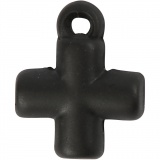 Kreuz, Größe 10x10 mm, Lochgröße 1,5 mm, Schwarz, 4 Stk/ 1 Pck