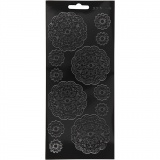Sticker, Blumen, Blatt 10x23 cm, Schwarz, 1 Bl.
