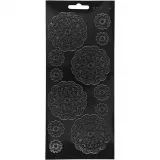 Sticker, Blumen, Blatt 10x23 cm, Schwarz, 1 Bl.