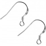 Ohrring-Haken, L 14 mm, Silber, 10 Stk/ 1 Pck
