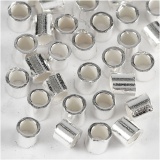 Quetschperlen, D 2 mm, Silber, 50 Stk/ 1 Pck
