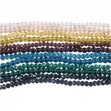 Glas- und Facettperlen - Sortiment, D 4 mm, Lochgröße 1 mm, 12x45 Stk/ 1 Pck