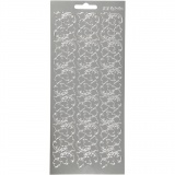 Sticker, Blätter, Blatt 10x23 cm, Silber, 1 Bl.