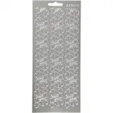 Sticker, Blätter, Blatt 10x23 cm, Silber, 1 Bl.
