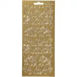 Sticker, Herzen, Blatt 10x23 cm, Gold, 1 Bl.