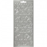 Sticker, Herzen, Blatt 10x23 cm, Silber, 1 Bl.