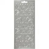 Sticker, Herzen, Blatt 10x23 cm, Silber, 1 Bl.