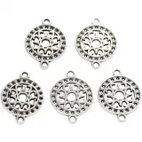 Schmuckanhänger, D 14 mm, Lochgröße 1,2 mm, Versilbert, 5 Stk/ 1 Pck