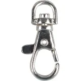 Karabinerverschluss mit Drehgelenk, H 3,7 cm, B 1,4 cm, D 37 mm, Versilbert, 15 Stk/ 1 Pck